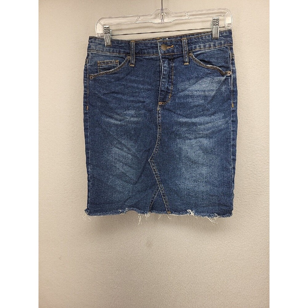 Universal Thread Womens Skirt Blue 6 Denim Stretch Straight Boho Coastal Casual